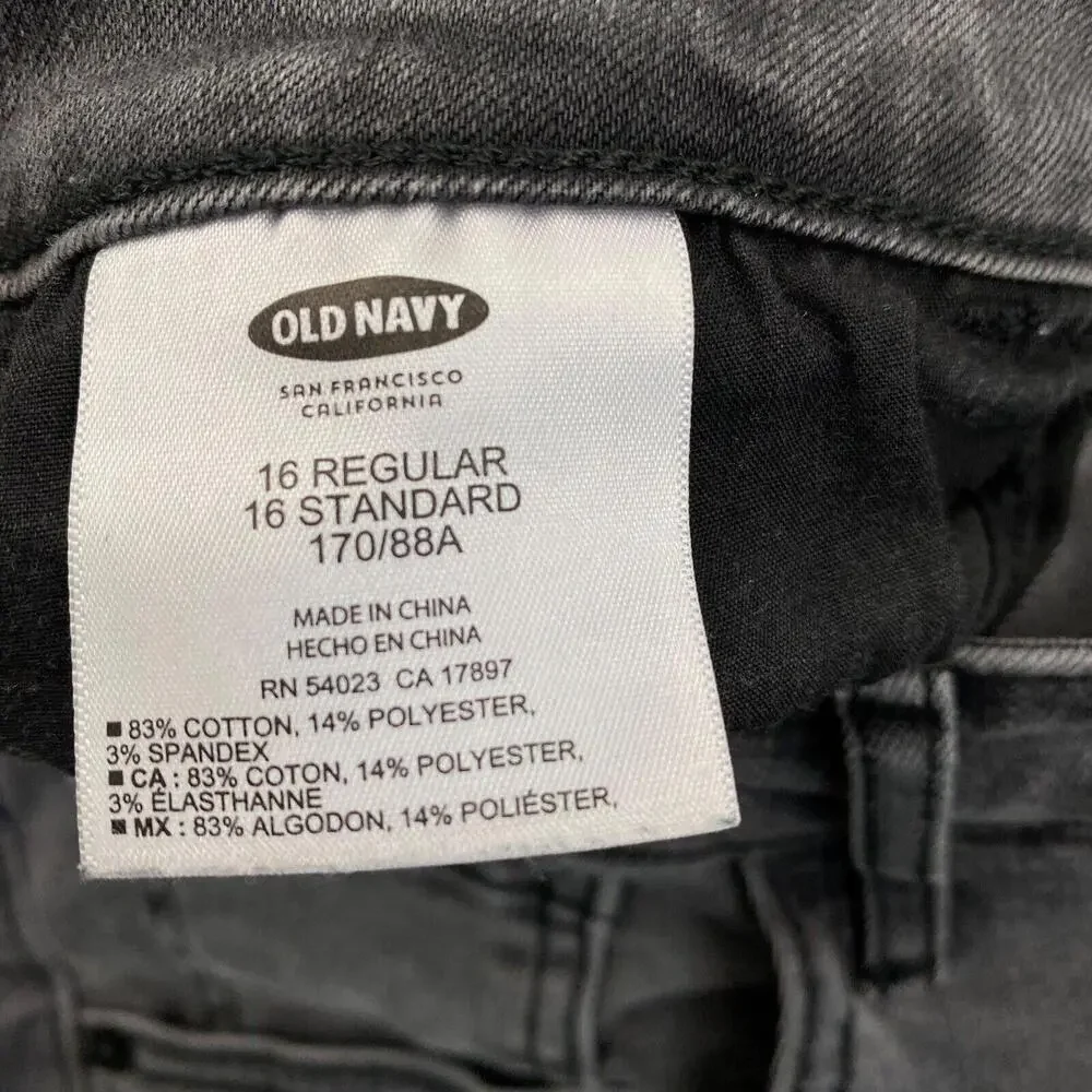 Old Navy‎ The Rockstar Mid Rise Moto Women's size 16 Faded Black Denim jeans